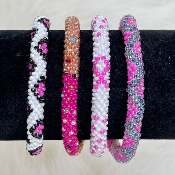 ALL PROFITS TO CHARITY! Bracelets Crocheted by Hand in Nepal (set of 4) #681 - Picture 5 of 5